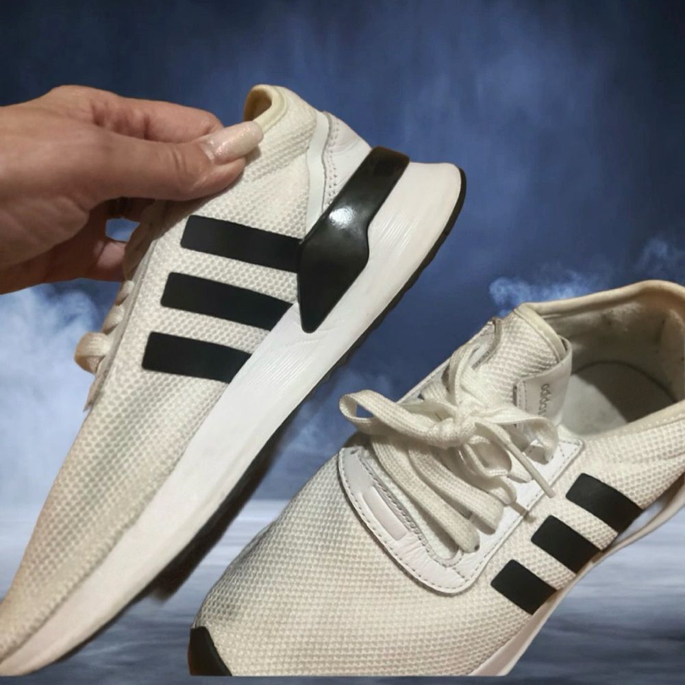 Adidas Men's White Sneakers with Black Stripes